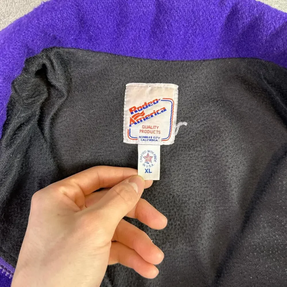 Vintage 90s Rodeo America Aztec wool purple bomber jacket size XL - Picture 6 of 8